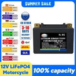 Motorcycle Battery 12V LiFePO4 Lithium Ion 4L-BS 160CCA Size-113x70x89mm Built-in BMS Board Lithium Phosphate Ion Battery