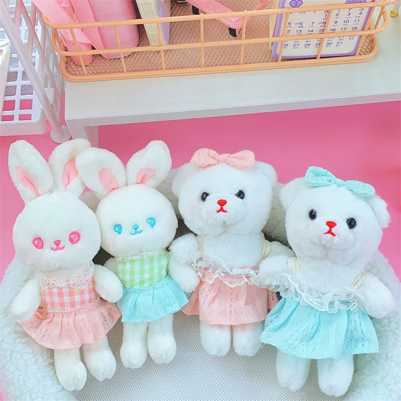 

new Cute dress bear rabbit Plush pretty Bag Keychain Doll sweet Pendant decorate fashione couple birthday christmase gift