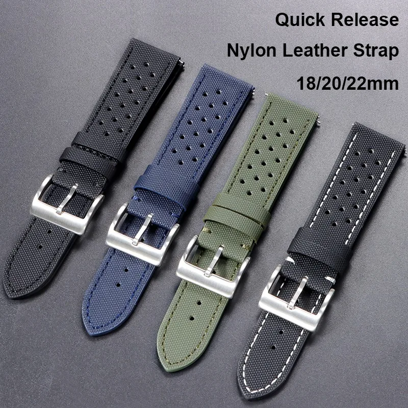 Universal Quick Release Bracelets for Seiko for Omega Men Women Breathable Watch Band Fabric Leather Waterproof Straps Wristbelt