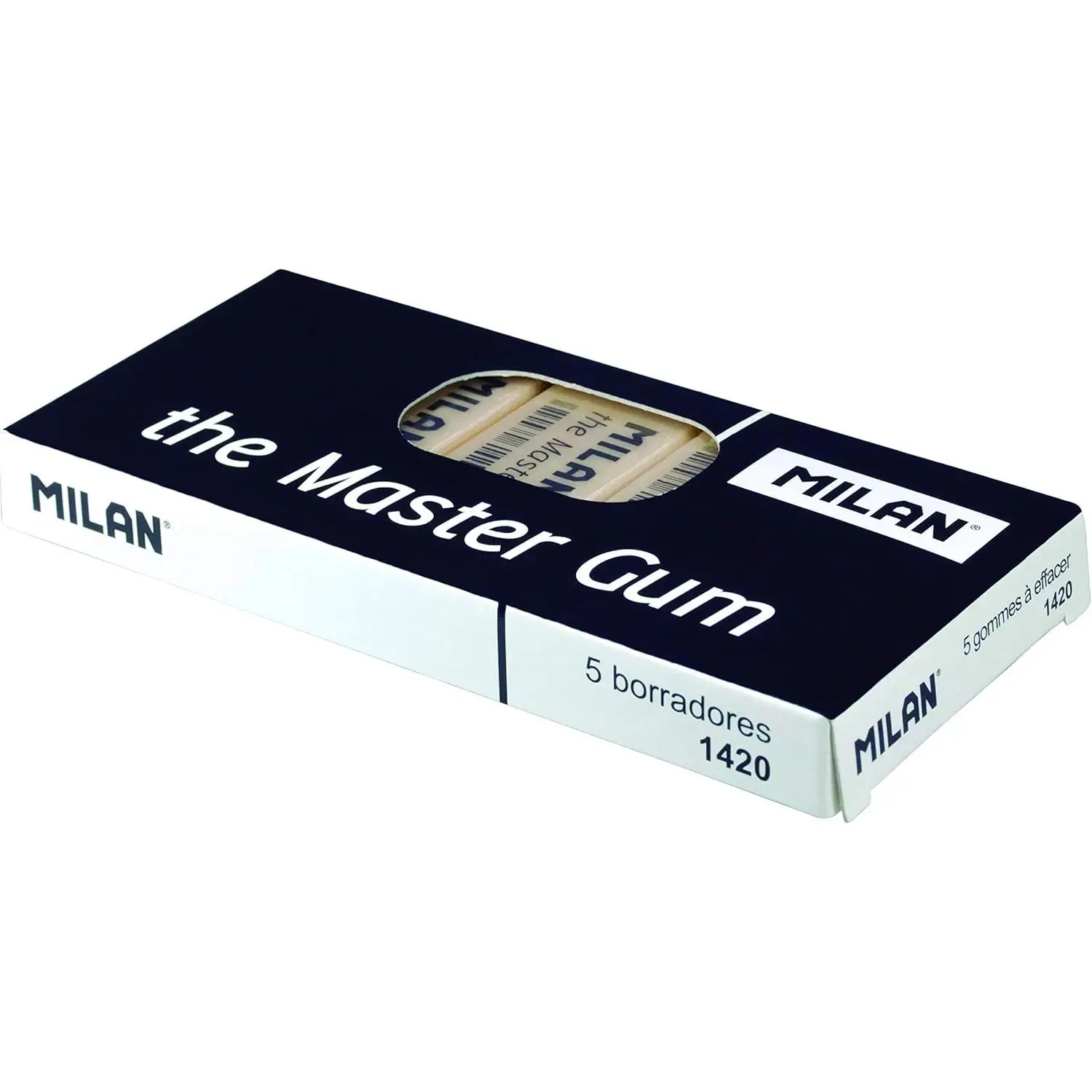 Milan Caja De 5 Gomas De Borrar Master Gum, envueltas individualmente, Para Bellas Artes Material De Oficina Cmm1420-05