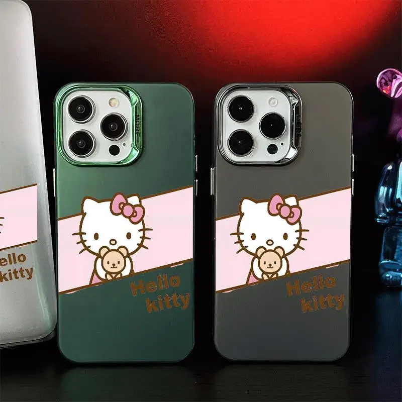 Y2K Cartoon Sanrio Hello Kitty for Apple Iphone 16 15 14 13 12 11 XS XR X Pro Max Plus Anti Fall Measures Lovely Slip Pink Case