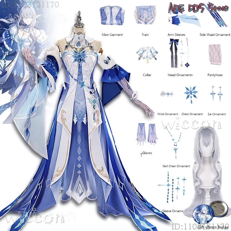Cosplay de Anastasya de Genshin Impact, Disfraz de la Reina Tsaritsa Anastasya, Traje de Halloween, Vestido Azul Hielo, Traje Elegante para Mujer, Regalo