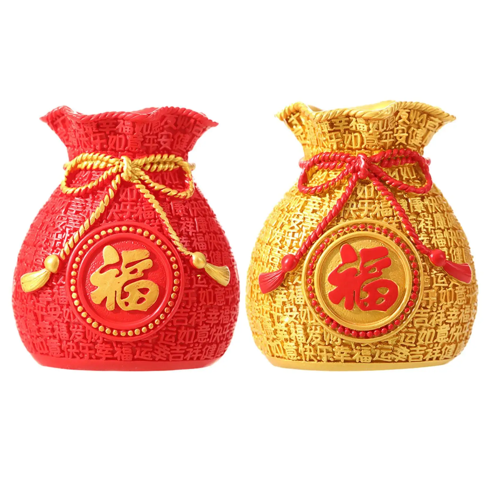 Money Bag Statue Flower Vase Resin Creative Collection Decorative Planter Pot for Bedroom TV Cabinet Office New Year Living Room