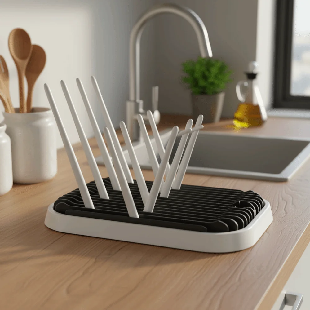 رف تجفيف زجاجات الأطفال القابل للطي، مجفف تنظيف الزجاجات المحمول القوي، حامل زجاجة بلاستيكي قابل للفصل، منظمة المطبخ