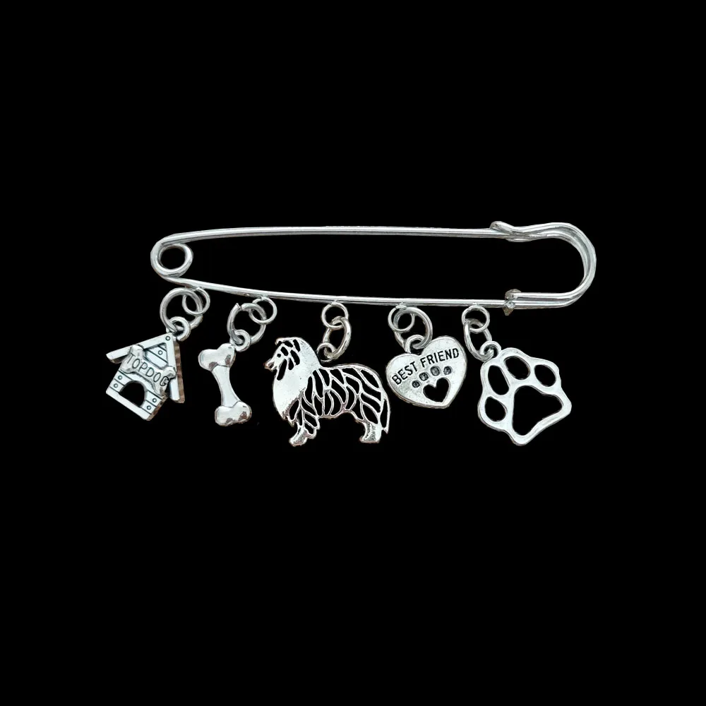 Cute Shetland Sheepdog Dog Animal Brooch Pins Clothing Accessories Vintage Colleague Breastpin Gift