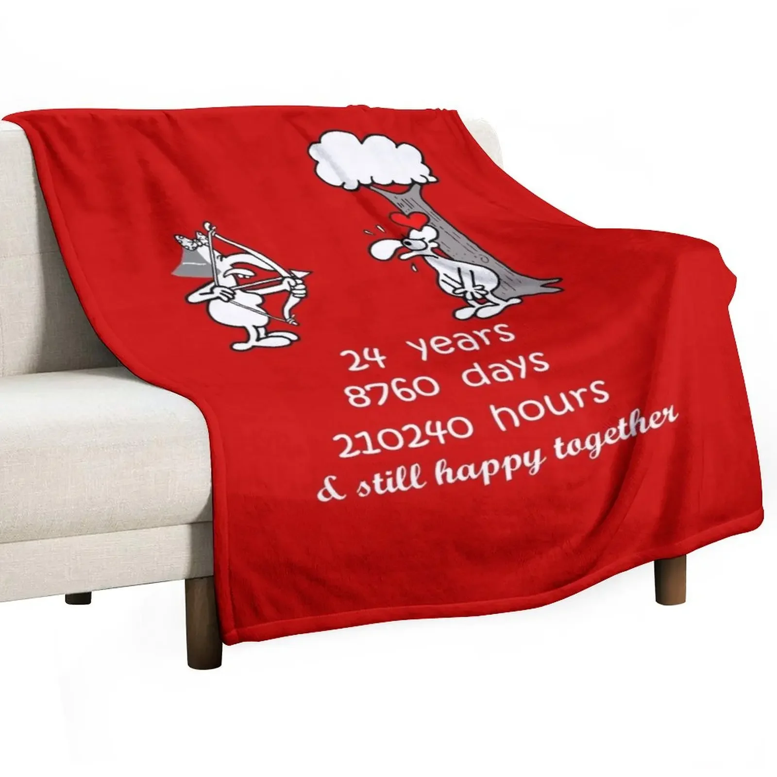 

24th Wedding Anniversary Funny Gift For Husband Wife 24 Years Together 24th Year Of Marriage Humorous Couple Match Throw Blanket