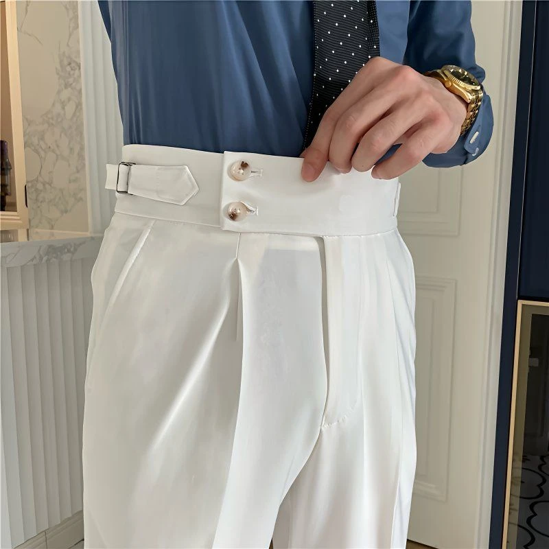 2025 New Men Korean Summer Casual High Waist Thin Straight Pants Fashion Tide Dress Pants Male Loose Sports 9-point Trousers