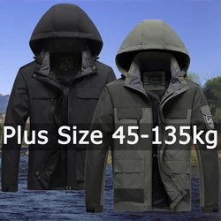 Men Jacket Winter Windbreaker Waterproof Outdoor Coat Hiking Rider Jacket Plus Size 150kg 5XL 6XL 7XL 8XL Big Size Men Clothing