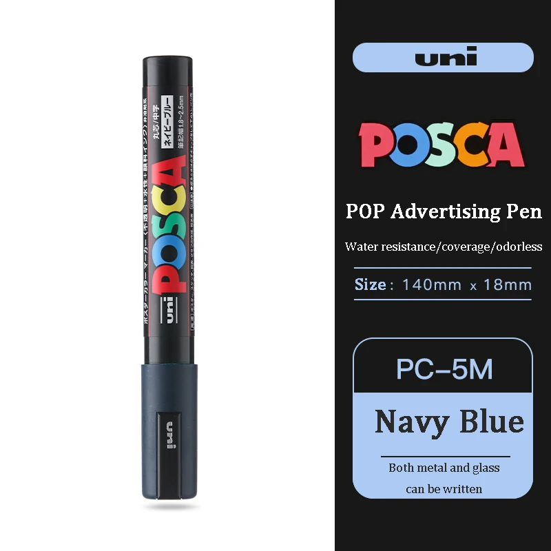 UNI PC 1M/3M/5M Posca Farbmarker Stift Alle Farben Wasserbasierende Stifte Japan Mitsubishi Schreibwaren DIY Malerei Graffiti Kunstbedarf