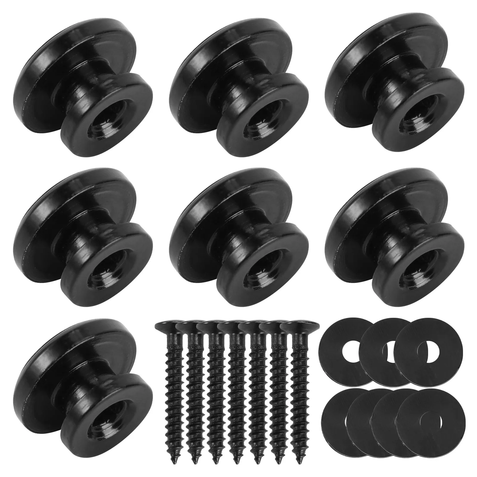 Lot de 7 fixateurs de sangle de guitare à visser, robustes et anti-dérapants, pour guitare acoustique, de qualité supérieure, noirs
