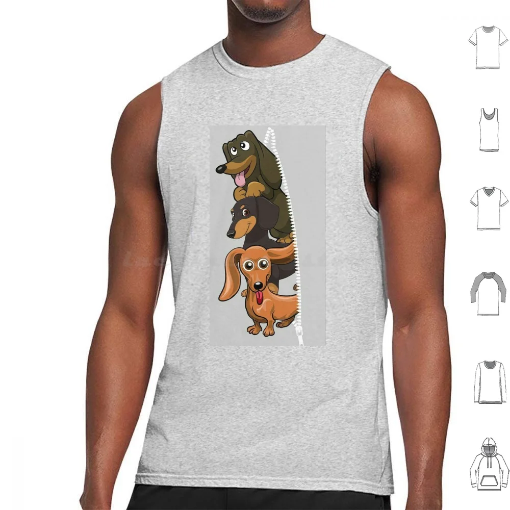 Dachshund Dogs Funny Cartoon Tank Tops Print Cotton Dachshund Dog Cute Dogs Doxie Pets Puppy Animal Funny Animals Pet