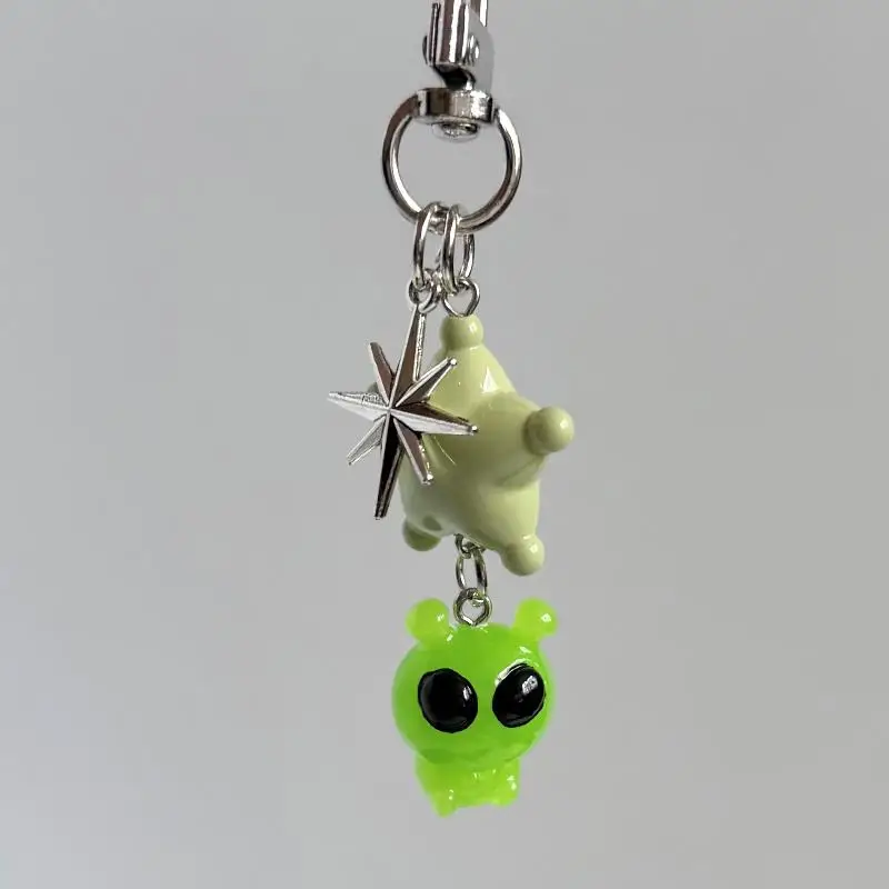 Niedlicher Alien-Schlüsselanhänger mit großen Augen, Anhänger für Kopfhörer-Taschen, Taschenanhänger, Anhänger für Rucksäcke und Handtaschen, Partygeschenk, kreativer kleiner Anhänger – Detail 7
