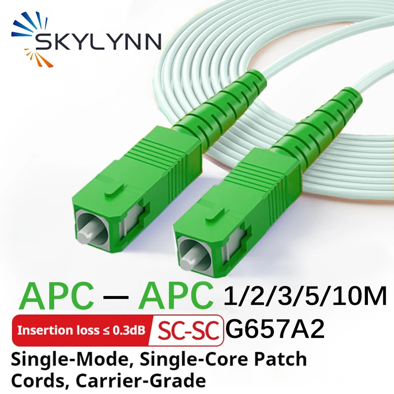 

APC SC to SC APC G657A2 Fiber Optic Patch Cords Singlemode Simplex Indoor Extension Cord White 1M/2M/3M/5M/10M