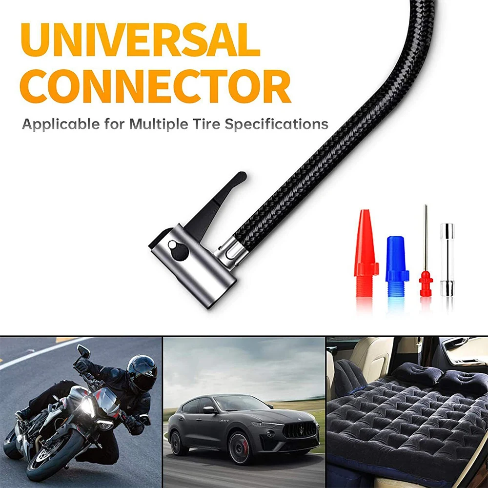 Car Tyre Inflator 110V-220V AC/DC 12V Air Compressor 2-in-1 Dual Power Portable Electric Air Pump for Car Vehicles Motorcycle