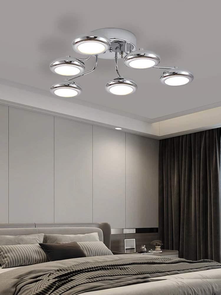 Modern Minimalist Ceiling Light Chrome Metal Crhandelier Suspended Restaurant Living Room Bedroom