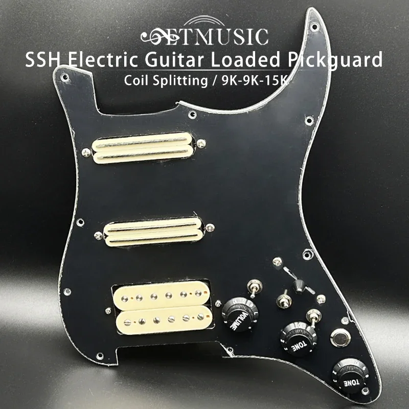 

ST Guitar SSH-Coil Splitting Prewired Pickguard Two Mini Humbucker + ONE Humbucker(9K/9K/15K)+Silence Switch or 3.5 Jack Output