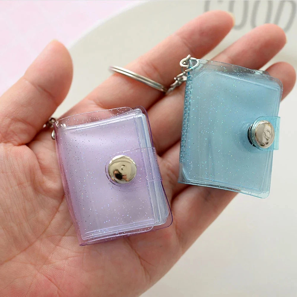 

Transparent High quality 2 Inch Card Stock 16 Pockets Mini Photo Album Binders Albums Photo Card Holder Photos Holder Keychain