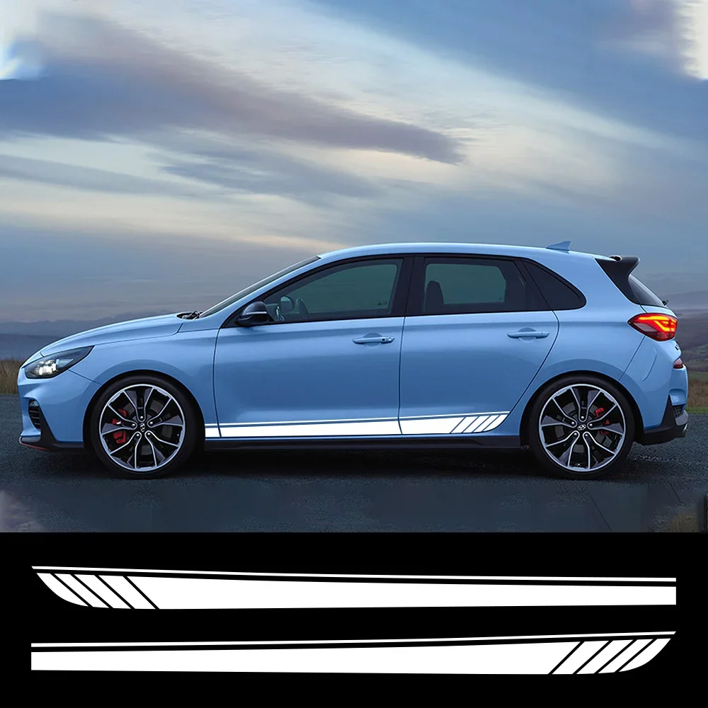 

2PCS Car Side Door Stickers For Hyundai i30 I30N N-Line GDI MK3 Racing Stripe Style Vinyl Decor Decals Auto Tuning Accessories