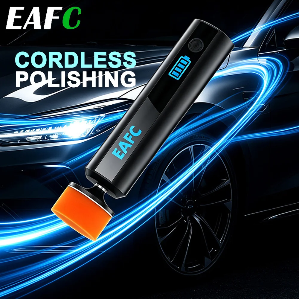 EAFC 40W Cordless Mini Car Polisher Handheld Buffer 3 Sponge Pads Type-C Rechargeable for Scratch Removal Detailing Car Home Use