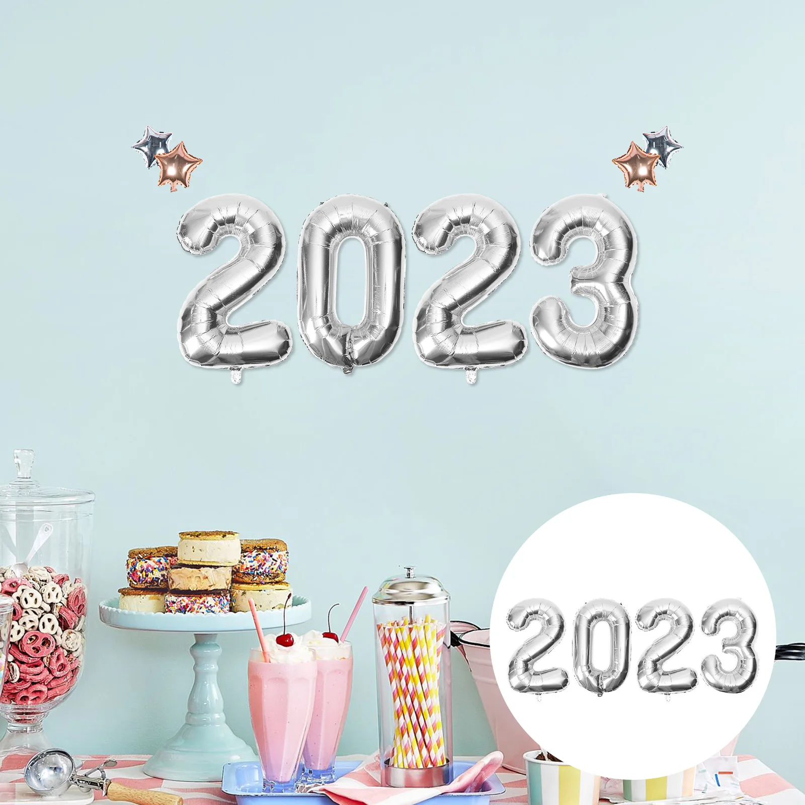 

1 set 1 Set 2023 New Year Party Number Balloon 40 Inch Decorative Balloons For Home Restaurant Hotel Decoration Party Props