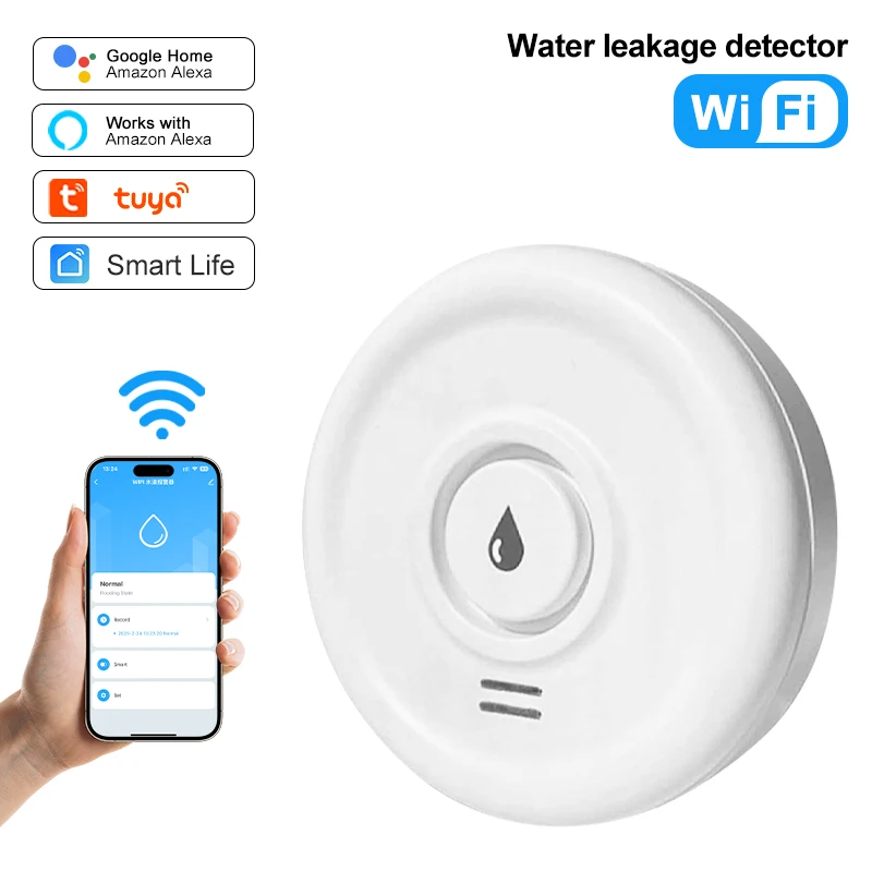 

TUYA Smart Water Sensor Flood Water Leakage Detector Smart Life APP Remote Monitoring Flood Alarm Overflow Safety Protection