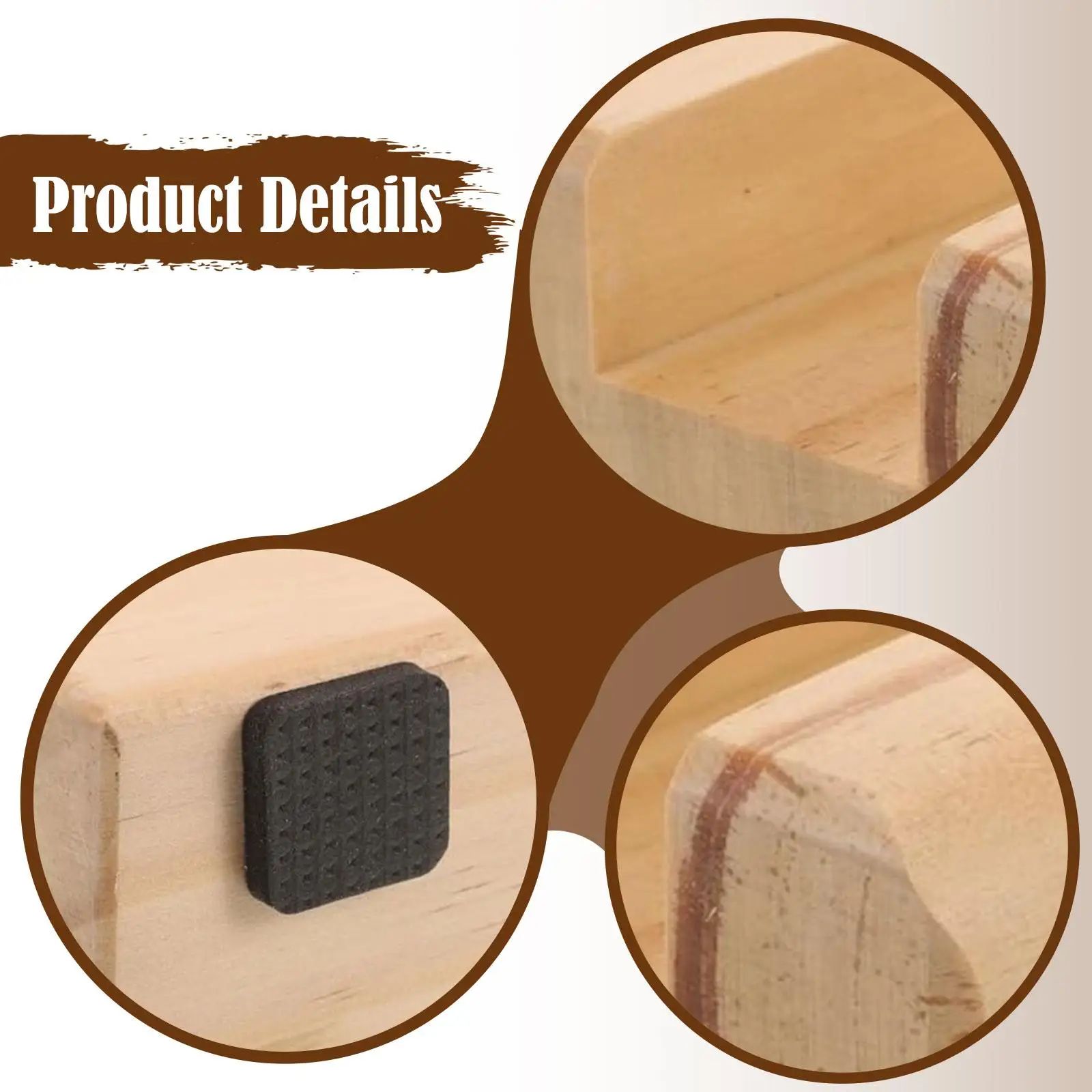 Floor Mirror Holder, Wooden Stand, Anti-Slip Frame, Secure Hold for Full-Length Mirrors, Prevents Slipping, for Home And Office