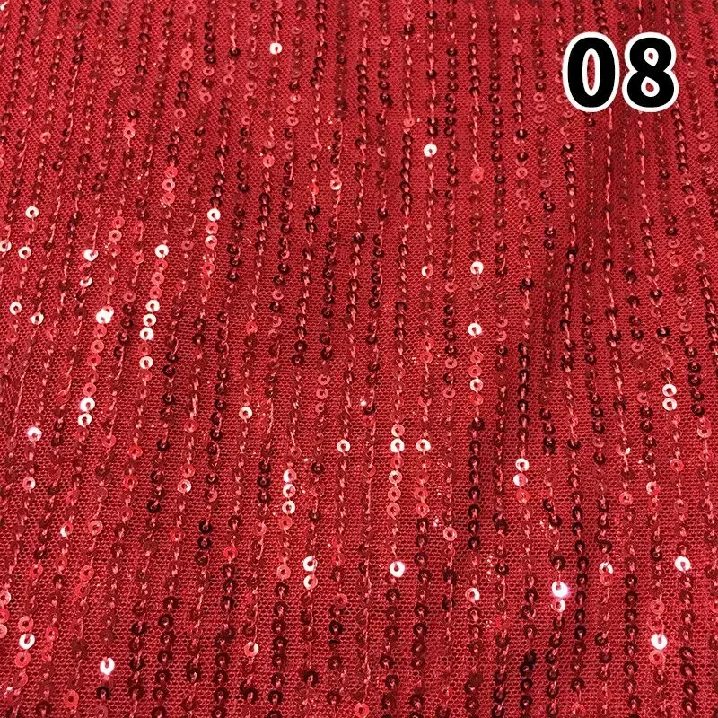 

Shiny Elastic Sequin Mesh Fabric 130Cm with Vertical Beading Embroidery for Dress Wedding T-Table Sewing Cloth