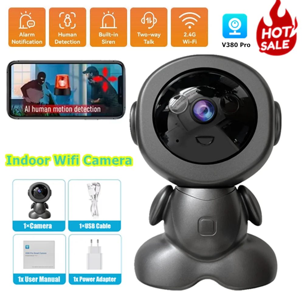 

V380 Wi-Fi камера безопасности Крытый HD радионяня Умный дом наблюдения Робот PTZ камера Автоматическое отслеживание Ночное видение Монитор для домашних животных