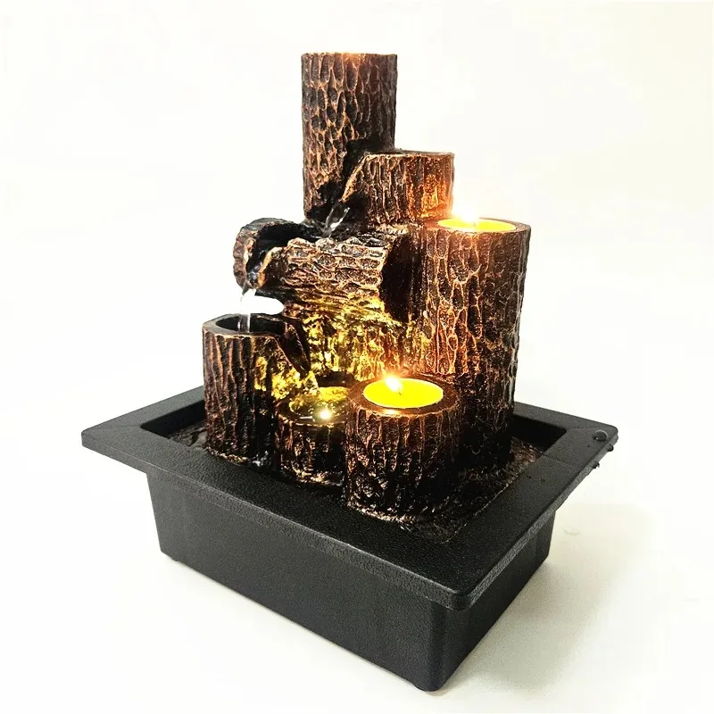

【Specialized】Resin Candle Desktop Fountain Flowing Water Craft Creative Home Decor for Living Room Office Gift