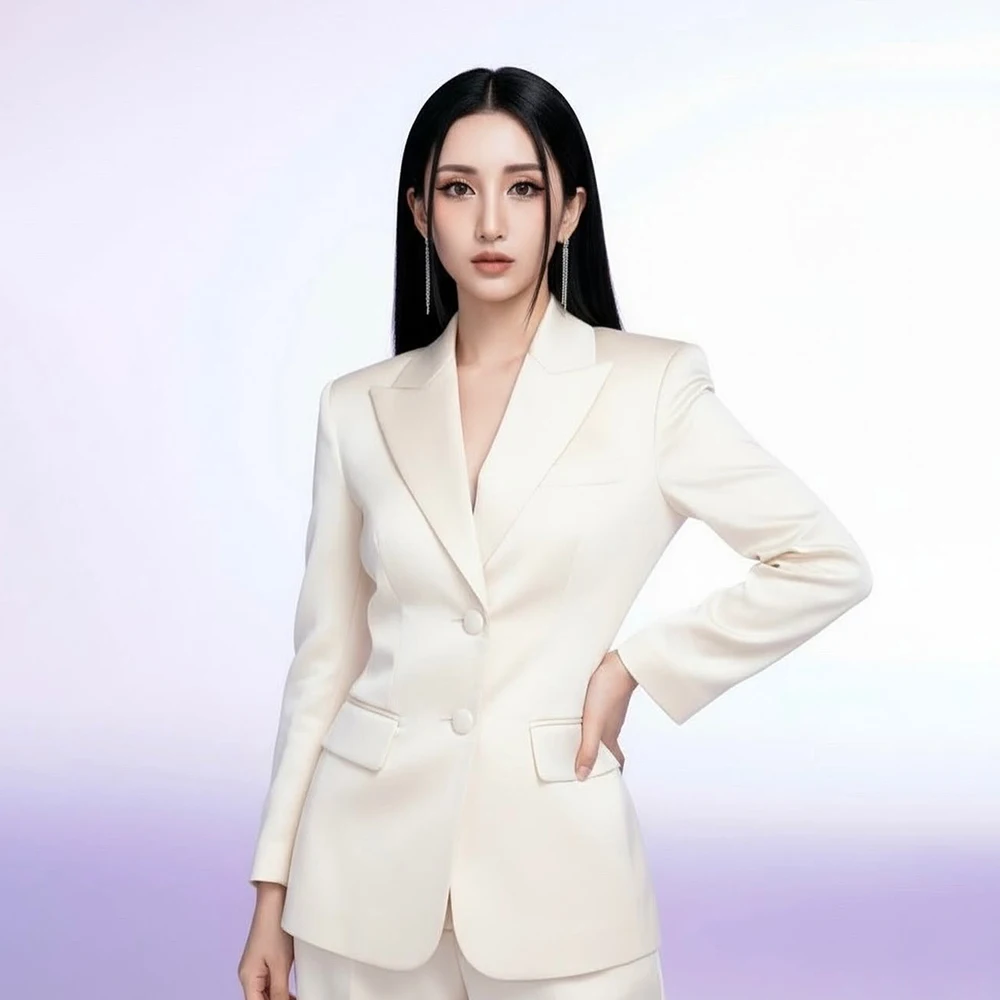 

Skinny Women's Suits Luxury Single Breasted Peak Lapel Slim Fit 2 Piece Jacket Pants Customzied Evening Female Clothing