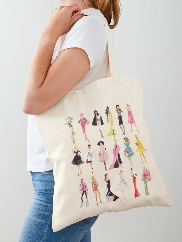 Vintage Doll Illustrations Tote Bag tote bags aesthetic large woman screen