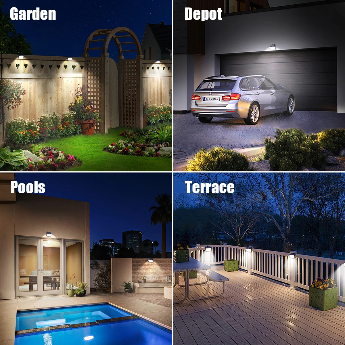 Bild 7: 8 Stück IP65 Wasserdichte Solar-Gartenleuchten, Superhelle 148 LEDs Bewegungssensor Solar-Wandleuchte, Solarbetriebene Sicherheitslampe
