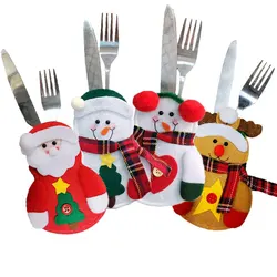 Natal knifes pessoas saco titular papai noel boneco de neve elk talheres capa xmas festa jantar cozinha utensílios de mesa decoração para casa