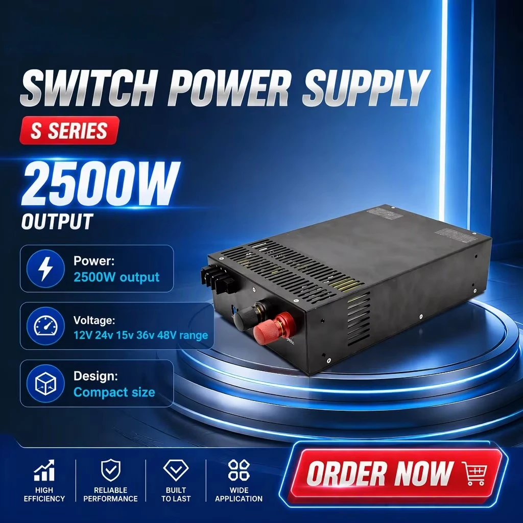 Smps 2500W 12V 200A 24V 100A Single Output Adjustable AC-DC Power Supply for LED Drivers CE/FCC/ROHS for 3-Year Warranty