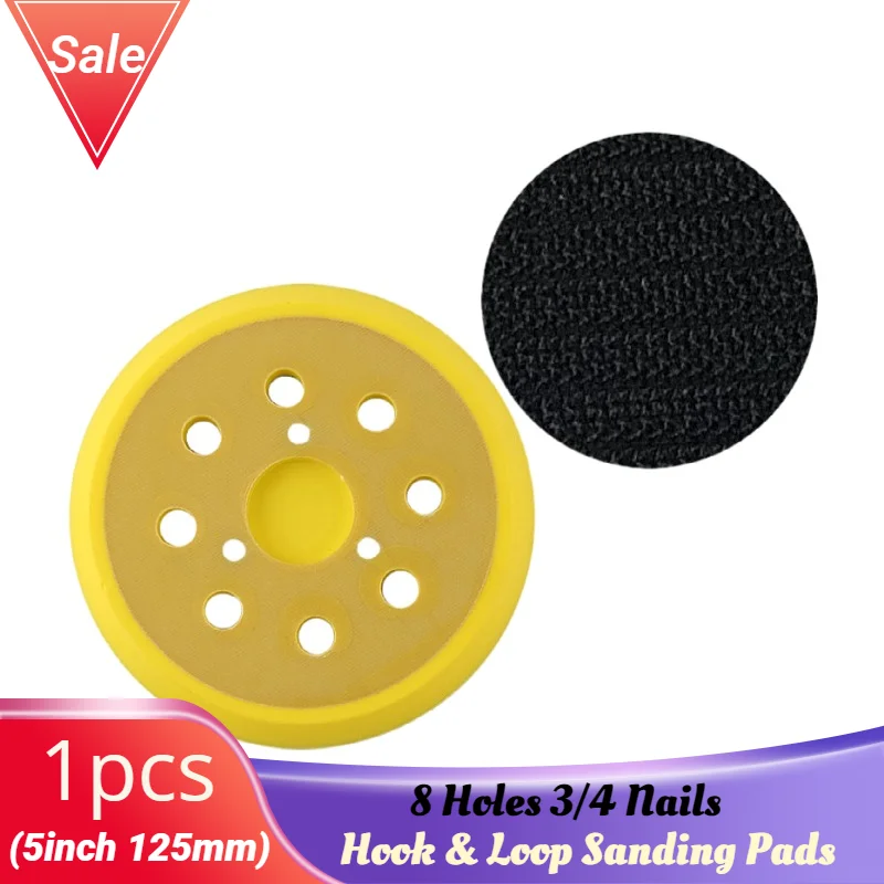 

5 inch 125mm 8 Holes 3/4 Nails Backing Pad Hook & Loop Sanding Pads for fits Air Sander Power Sander Polisher Tools