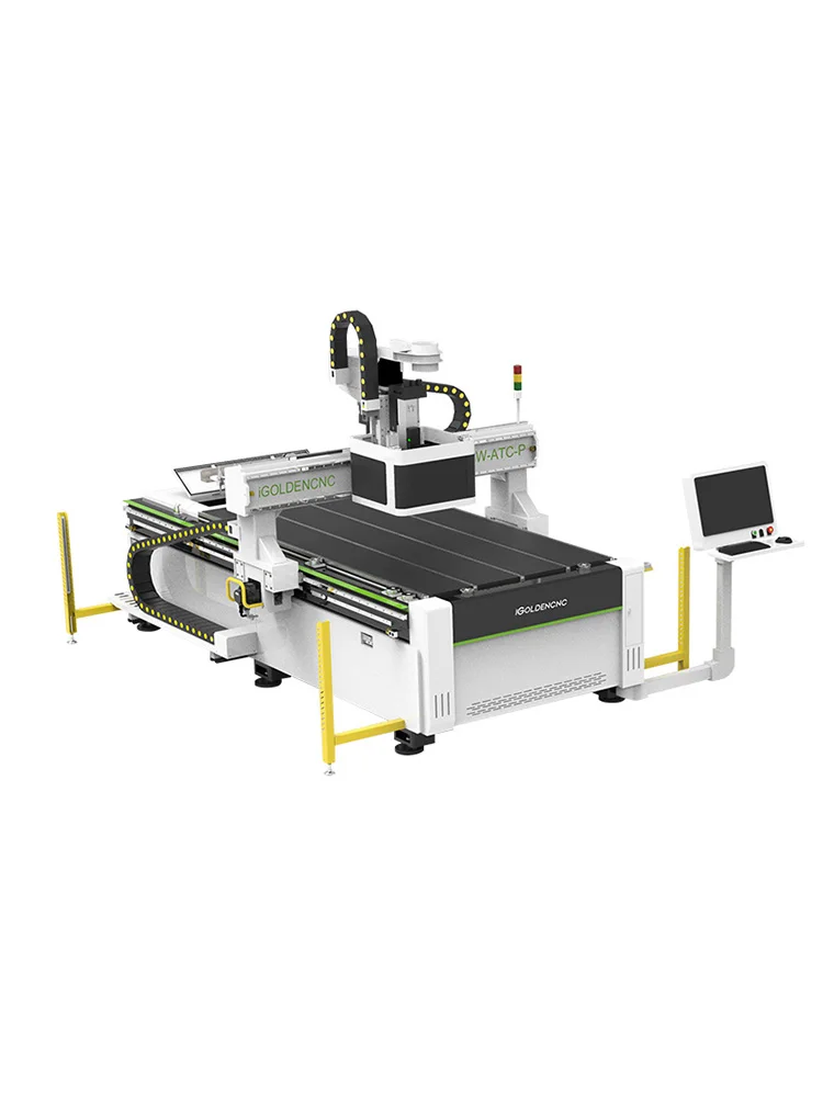 Centro de usinagem CNC de três eixos (adequado para marcenaria e processamento de plástico) equipado com mesa de trabalho a vácuo