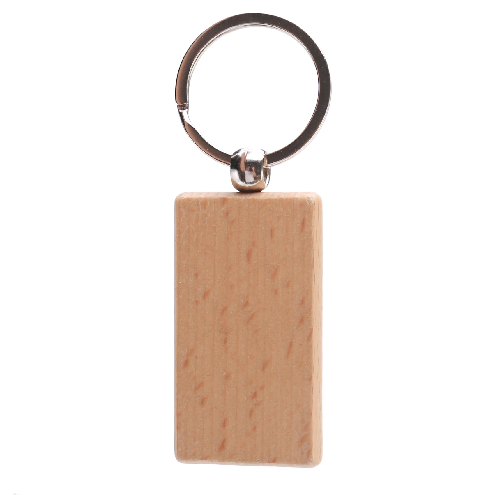 60Pcs Blank Rectangle Wooden Key Chain Diy Wood Keychains Key Tags Can Engrave Diy Gifts