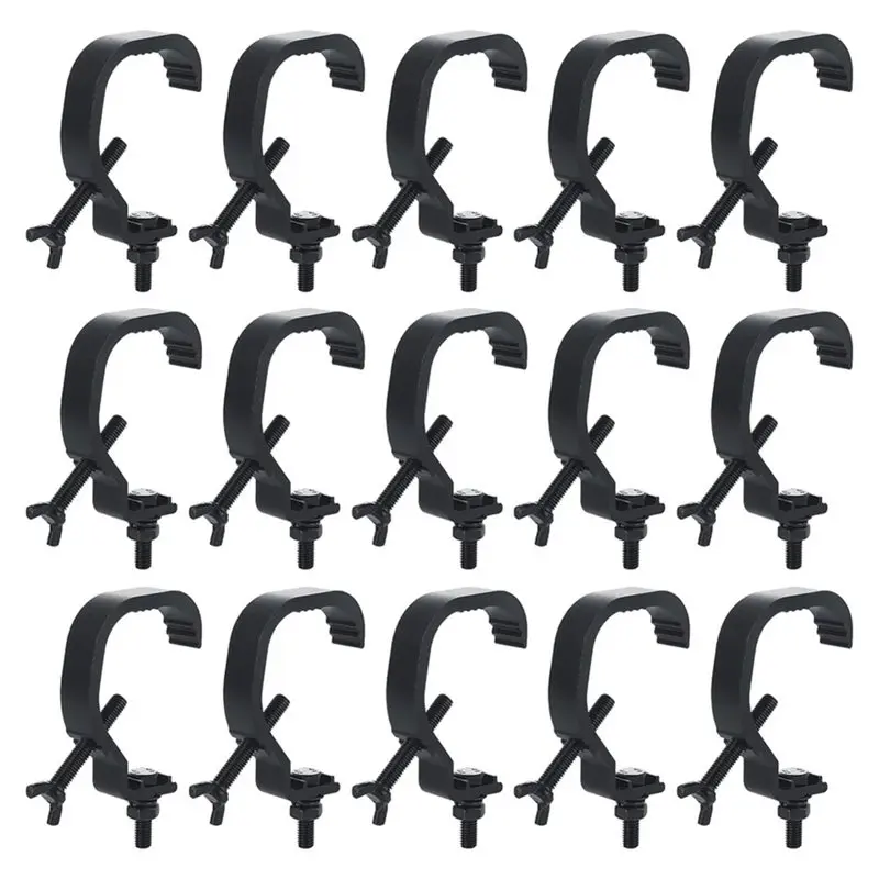 SOFT-Aluminum Alloy Truss C-Clamp Stage Light Clamp Hook 15-Pack For Par Lights, Spot Lights 1.18-2 Inch OD Pipe/Tubing