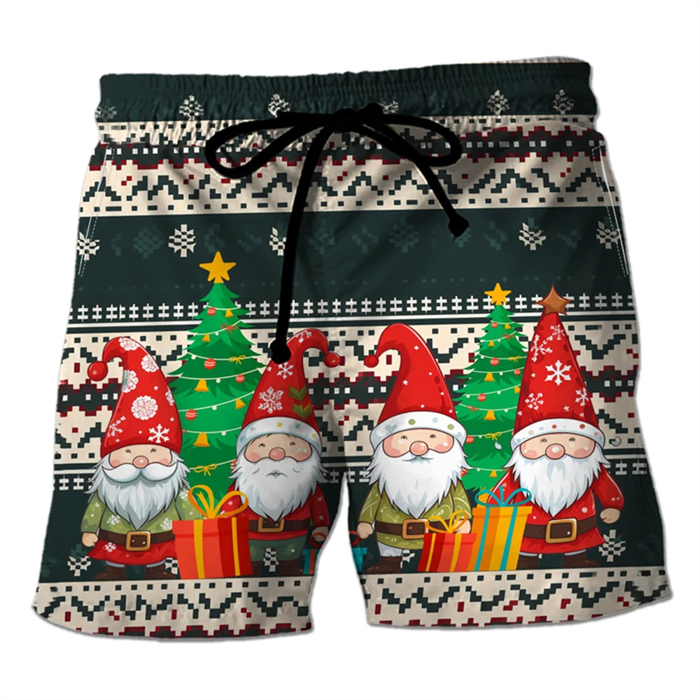 Christmas Mens Shorts Santa Claus Short Summer Men's Clothing Elastic Waist Men's Shorts Print Beach Breathable Pants Swimsuit