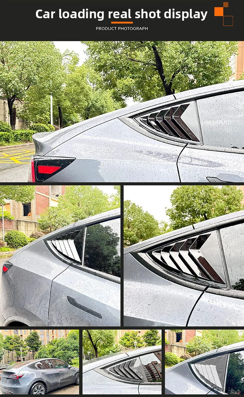 2er-Set Seitenfenster-Lamellenabdeckung im Sport-Stil für Tesla Model 3 Y Juniper Highland 2025-2020 2026 Heckscheiben-Spoiler-Abdeckung – Detail 6