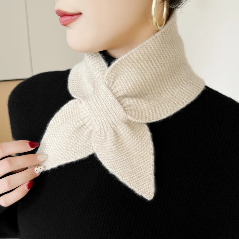 100% Cashmere New Knitted Perforated Scarf Warm Cashmere Knitted Scarf Cashmere Knitted Small Scarf In Stock.