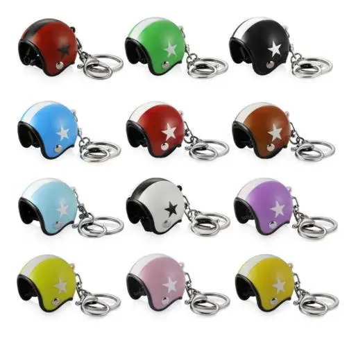 Car Key Rings Star Pattern Helmet Design Keychain Car Motorcycle Motor Bicycle Crash Helmet Key Fob Chain