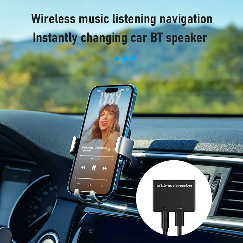 Kebidumei Bluetooth 6.0 Audio Receiver 3.5mm AUX Jack Wireless Audio Adapter Hi-Fi Stereo Sound Music Play For PC TV Car Speaker