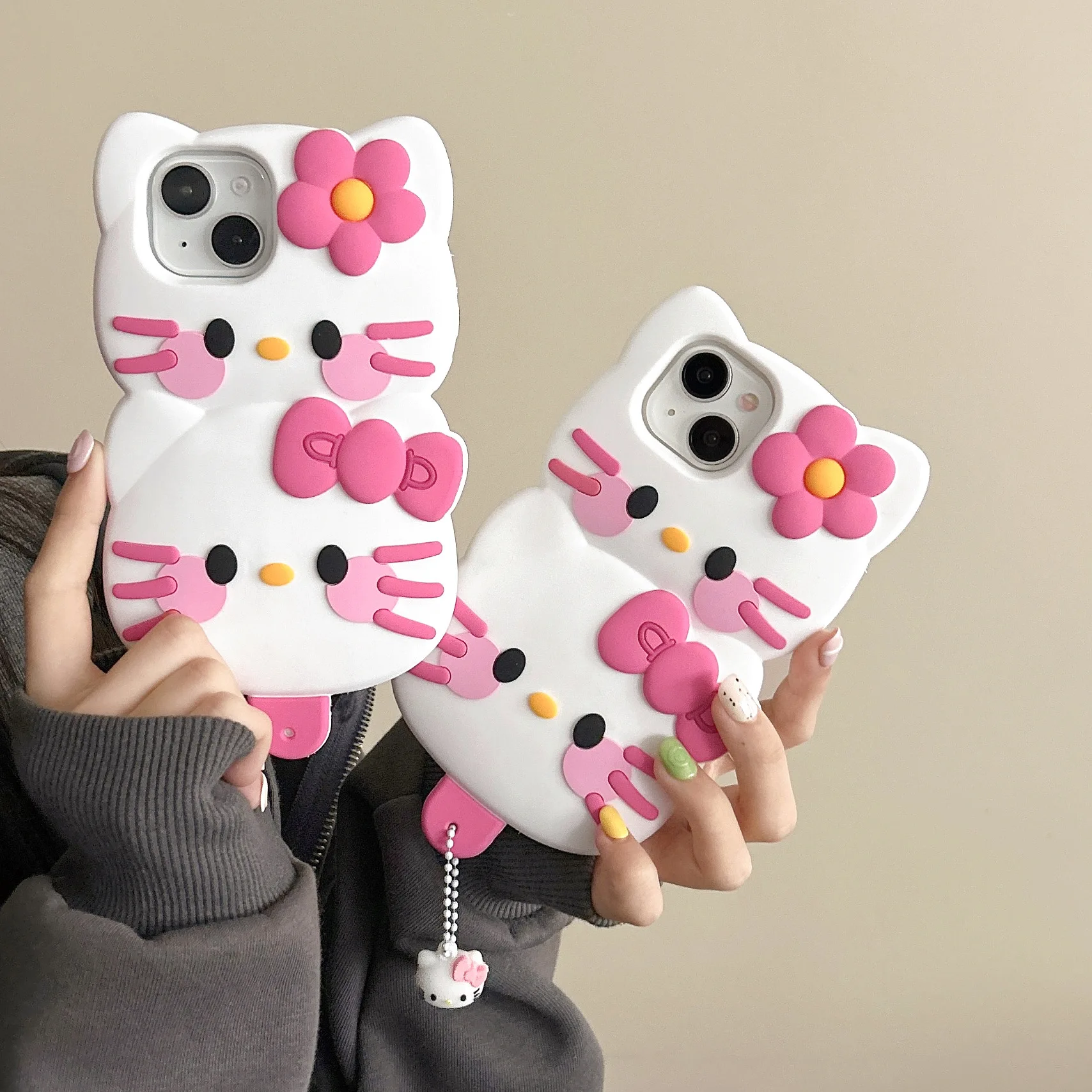 Hello Kitty 3D Silicone Soft Phone Case For iPhone 17 Pro Max 16 15 14 Plus 13 Mini 12 11 7 8 4 4S 5 5S X XR SE
