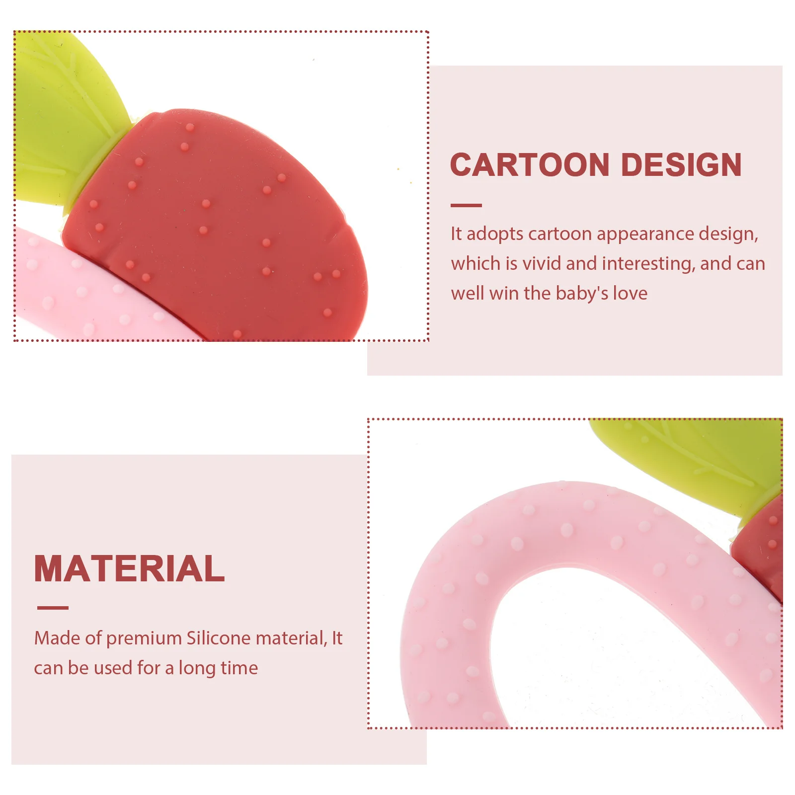 

1 шт., экологически чистый детский молярный прорезыватель для зубов в форме моркови, безопасный материал, облегчение десен, образовательная ручная пустышка против еды