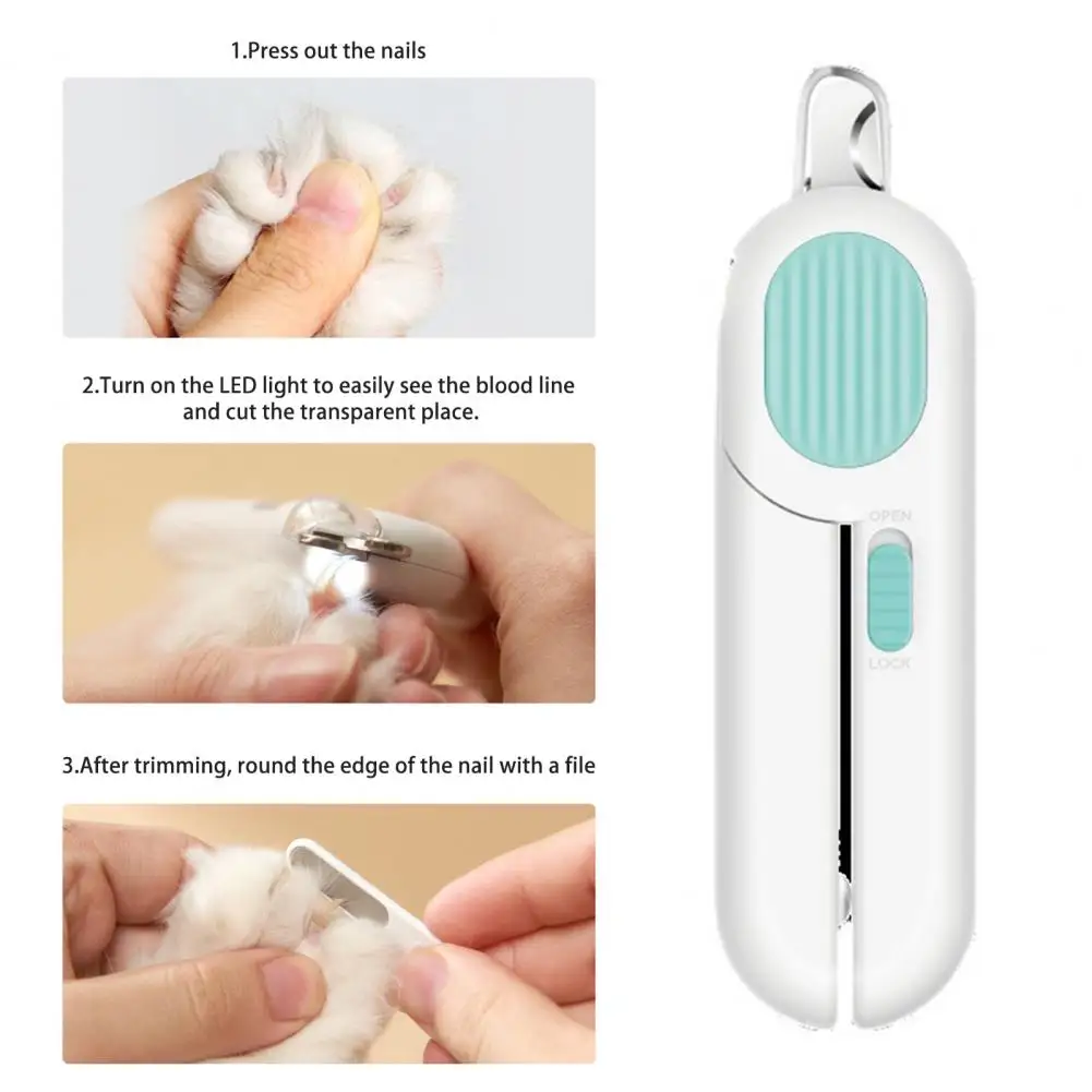 Led Pet Nail Clippers Illuminated Pet Nail Clippers for Cats Dogs Lightweight Stainless Steel Grooming Trimmer with for Rabbits