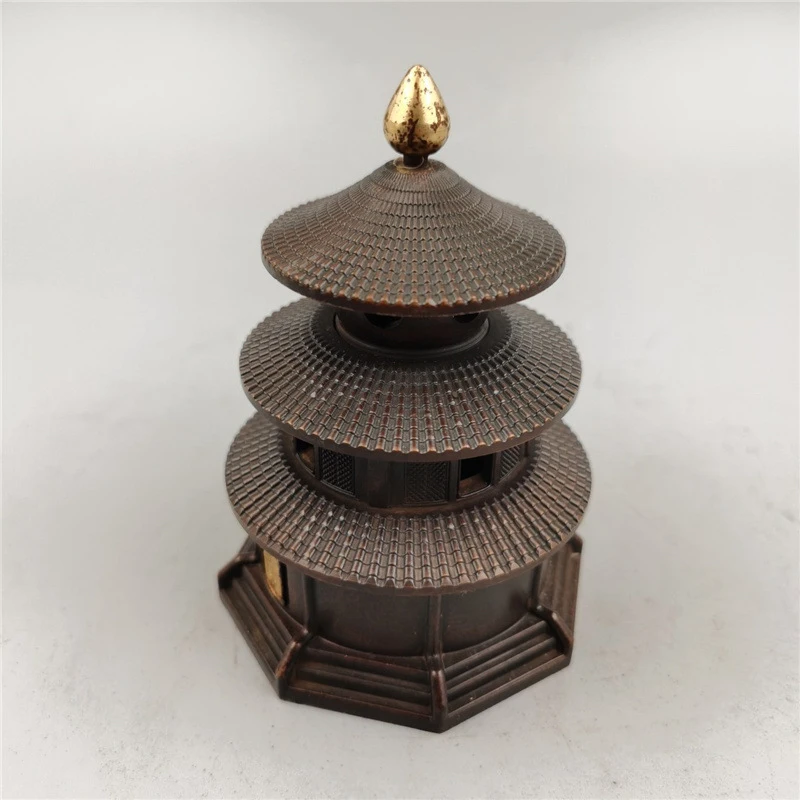 Brass Temple Tower , Indoor Buddhist for Tea Ceremony, Home Sandalwood Incense Burner, Living Room