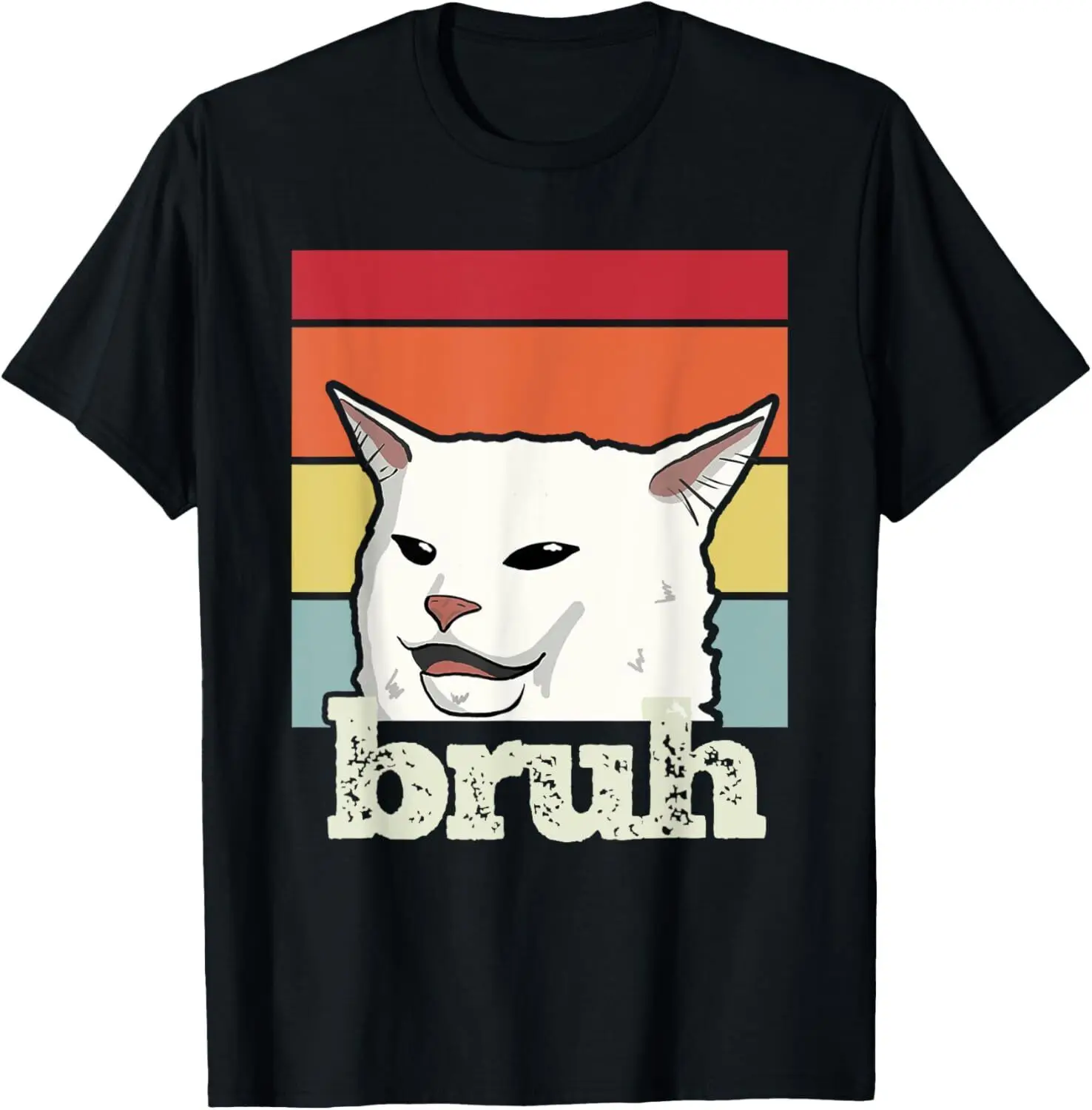 Funny Meme saying Bruh with Cat Greetings Teens Boys Men T-Shirt