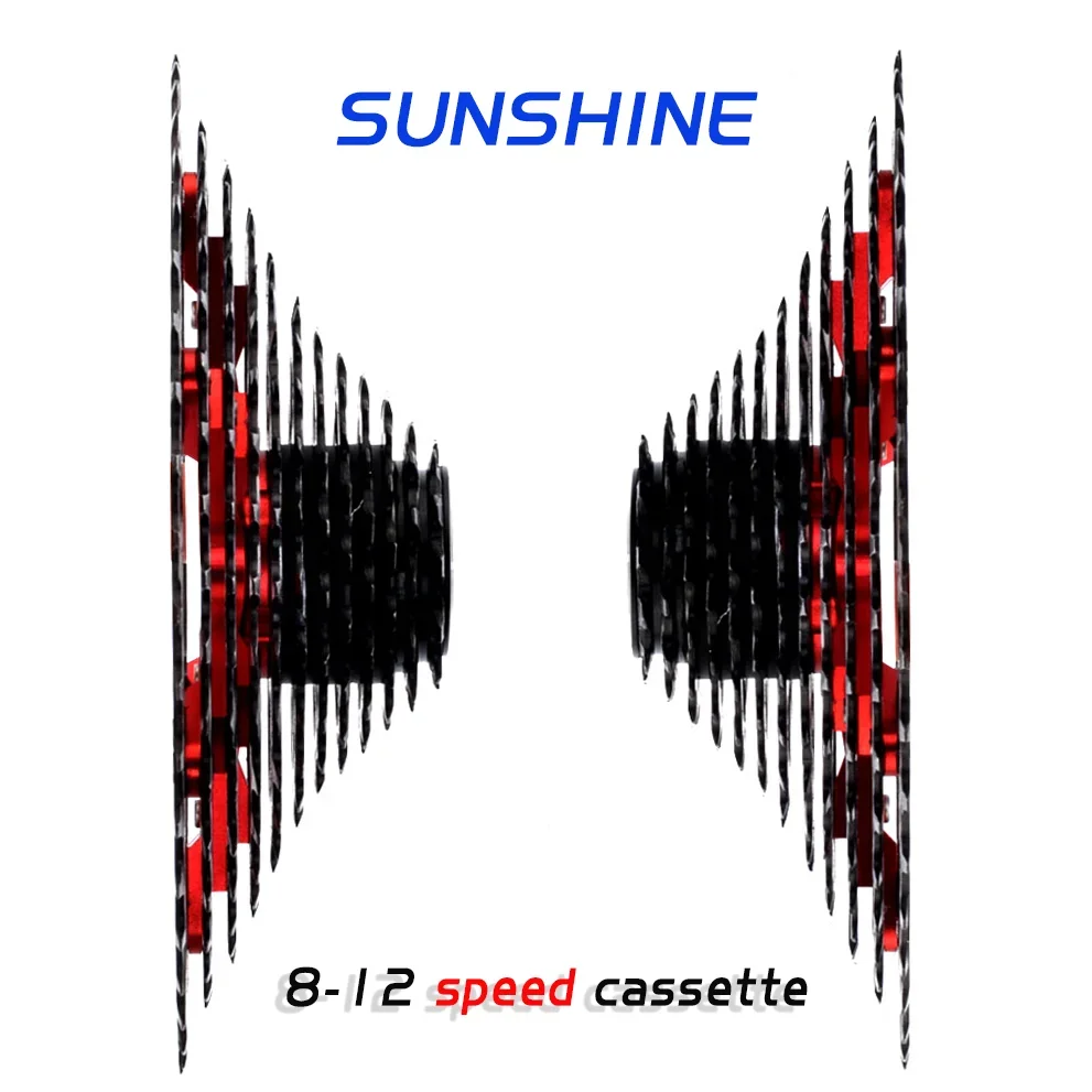 SUNSHINE Mountain Bike Black Cassette 8 9 10 11 12 Speed Velocidade MTB Bicycle Freewheel Sprocket 40/42/46/50/52T For SHIMANO