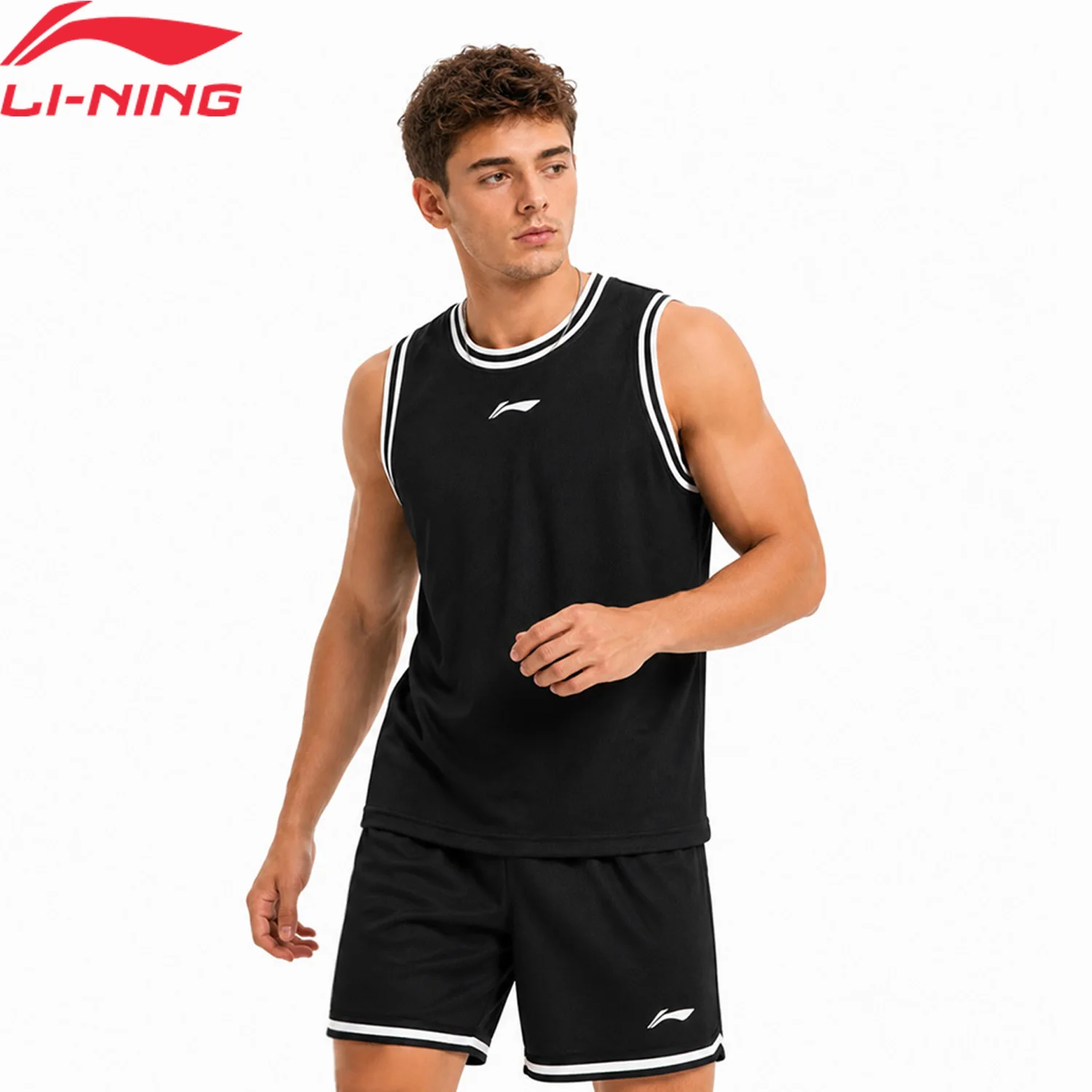 Li-Ning Men's CBA Basketball Game Set LN DRY Polyester Soft Breathable LiNing Professional Sport Sleeveless Top & Shorts AATW005
